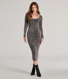 The Cool Staple Ribbed Knit Long Sleeve Midi Dress offers a versatile winter style, with a cozy sweater knit perfect for office wear, casual day outings, or layered winter outfits.
