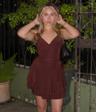Whether you're headed to brunch or running errands, the Sassy Style Ruched Knit Halter Skater Dress in brown delivers effortless style in a breathable, go-to casual dress.