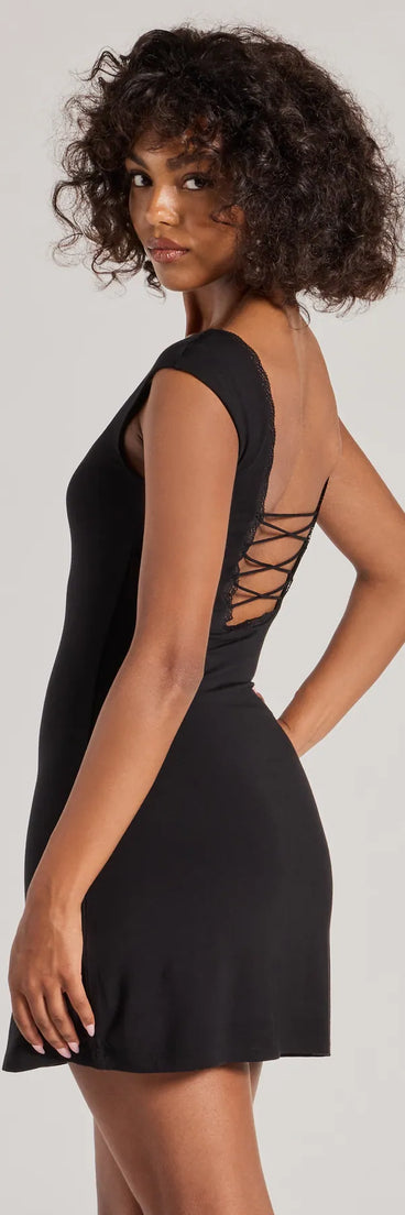 Revamp your 2025 wardrobe with this chic addition, the Whimsical Glam Bow and Lace Mini Dress in black, perfect for elevating your style in the new year.