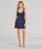 Make a bold statement in the Definite Beauty V-Neck A-Line Mini Dress in navy blue, the perfect spring dress for weddings, cocktail hours, nights out, and/or seasonal celebrations.