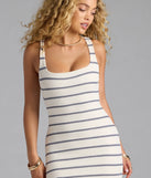 Step into summer looking effortlessly chic in the Pretty Picture Striped Midi Dress in ivory, a must-have Windsor dress for your warm-weather wardrobe.