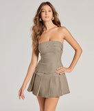 The Memorable Vibe Strapless Plaid Pleated Mini Dress is a mini dress that will make a statement with its short hemline and on-trend details to have you ready for any event!