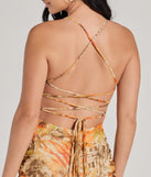 Show Off Your Glow Tropical Lace-Up Midi Dress