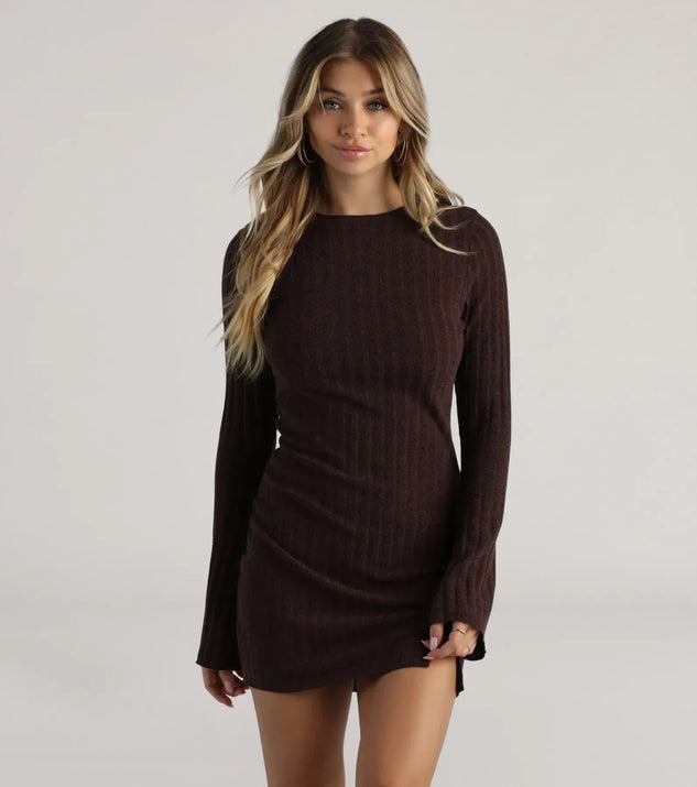Casual Chills Long Sleeve Slit Mini Dress | Windsor Casual Chills Long Sleeve Slit Mini Dress | Windsor