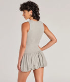 Weekend Feeling Sleeveless Bubble Hem Mini Dress, a trendy heather gray mini dress featuring modern details and a fresh seasonal hue, perfect for creating chic 2025 looks.