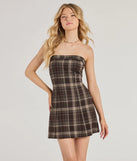 Find Me In Plaid A-Line Mini Dress