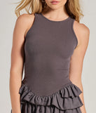 Whether you're headed to brunch or running errands, the Here To Flirt Drop Waist Ruffled Skater Dress in charcoal delivers effortless style in a breathable, go-to casual dress.