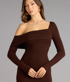 Chic Style Ribbed Knit Off-Shoulder Midi Dress