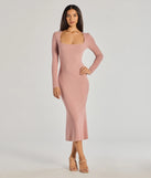 With its mid-calf hem and popular flattering fit, the Basic Cutie Long Sleeve Knit Midi Dress in mauve nails the balance of trend and ease, redefining go-to midi dresses for any occasion.