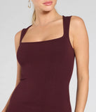 Make a bold statement in the Contemporary Sleek Bodycon Midi Dress in wine, the perfect spring dress for weddings, cocktail hours, nights out, and/or seasonal celebrations.