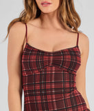 Edgy In Plaid Scoop Neck Mesh Mini Dress
