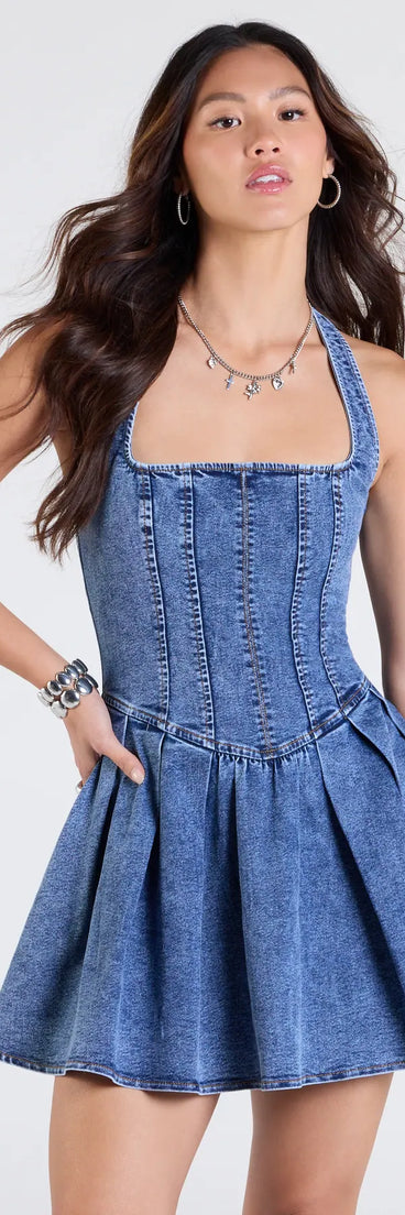 overall skater dress Y2K Denim Blue Guess Skater Dress