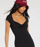 Make a bold statement in the Short And Sweet V-Neck Bodycon Mini Dress in black, the perfect spring dress for weddings, cocktail hours, nights out, and/or seasonal celebrations.