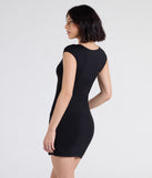 Flaunt your silhouette in the tight Chic Girl Short Sleeve Bodycon Slit Mini Dress in black, a bodycon dress that empowers your look with bold style and effortless edge.