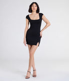 Whether you're headed to brunch or running errands, the Chic Girl Short Sleeve Bodycon Slit Mini Dress in black delivers effortless style in a breathable, go-to casual dress.