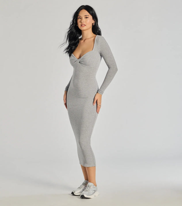 Sculpted Chic Ribbed Knit Midi Dress | Windsor