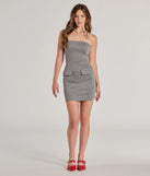 Make a bold statement in the Fresh Lines Sleeveless Pinstripe Mini Tube Dress in gray, the perfect spring dress for weddings, cocktail hours, nights out, and/or seasonal celebrations.