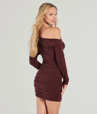 Keeping Knit Cute One-Shoulder Long Sleeve Mini Dress in red , a stylish red dress with a flattering fit and fabric that adds allure to your look, perfect for wedding guest attire, cocktail events, or making a bold statement on a date night.