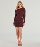 Make a bold statement in the Keeping Knit Cute One-Shoulder Long Sleeve Mini Dress in red, the perfect spring dress for weddings, cocktail hours, nights out, and/or seasonal celebrations.