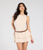 Make a bold statement in the Polished Demure Belted Pleated Skater Dress in natural, the perfect spring dress for weddings, cocktail hours, nights out, and/or seasonal celebrations.