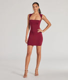 Make a bold statement in the Chic Muse Square Neck Bodycon Mini Dress in burgundy, the perfect spring dress for weddings, cocktail hours, nights out, and/or seasonal celebrations.