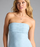 Shine with confidence, elegance, and standout style in the Lovely In Eyelet A-Line Mini Dress—a light blue graduation dress designed with a fresh silhouette and the latest trends.