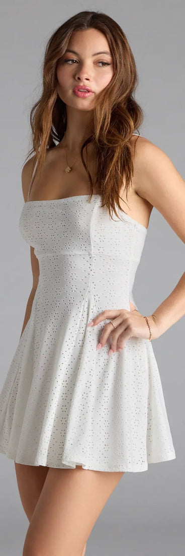 The Sweet Look Eyelet Knit Skater Dress is your new go-to white dress—effortless, versatile, and made to update your fall style in seconds.