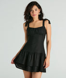 Shine with confidence, elegance, and standout style in the Life Is Sweet Eyelet Bodycon Ruffle Mini Dress—a black graduation dress designed with a fresh silhouette and the latest trends.
