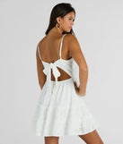 Shine with confidence, elegance, and standout style in the Feeling Amore Tie-Back A-Line Eyelet Mini Dress—a white graduation dress designed with a fresh silhouette and the latest trends.