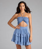 Blissful Cutie Halter Cutout Skater Dress