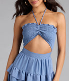 Blissful Cutie Halter Cutout Skater Dress