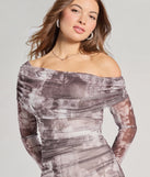 The Uptown Doll Off-The-Shoulder Abstract Maxi Dress is a flowy, natural maxi dress that moves with you from sunny days to elevated nights in effortless style.