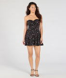 Make a bold statement in the Exquisite Charm A-Line Floral Mini Dress in black, the perfect spring dress for weddings, cocktail hours, nights out, and/or seasonal celebrations.