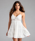 Shine with confidence, elegance, and standout style in the Sweetest Thing Strappy Back Halter Babydoll Dress—a ivory graduation dress designed with a fresh silhouette and the latest trends.