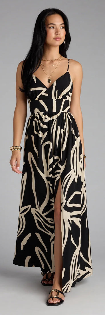 Chic Bliss Tie-Back Slit Maxi Dress