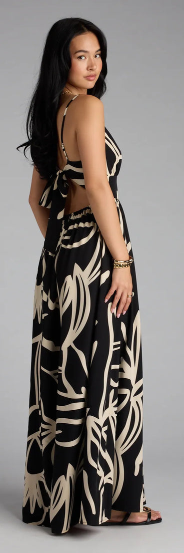 Chic Bliss Tie-Back Slit Maxi Dress