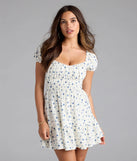 Shine with confidence, elegance, and standout style in the Cute And Sunny Floral Skater Dress—a ivory graduation dress designed with a fresh silhouette and the latest trends.