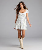 Shine with confidence, elegance, and standout style in the Cute And Sunny Floral Skater Dress—a ivory graduation dress designed with a fresh silhouette and the latest trends.