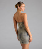 So Electric Strapless Jean Denim Mini Dress