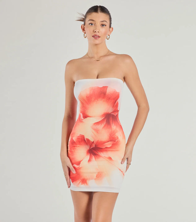Bold Vibe Floral Print Strapless Bodycon Mini Dress | Windsor