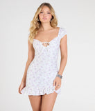 Shine with confidence, elegance, and standout style in the Flirty Effect Cap Sleeve Bodycon Floral Mini Dress—a ivory graduation dress designed with a fresh silhouette and the latest trends.