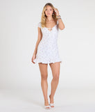 Own every entrance in the Flirty Effect Cap Sleeve Bodycon Floral Mini Dress, a ivory party dress perfect for milestone birthdays and grad parties, or dancing through summer nights and unforgettable bachelorette celebrations.