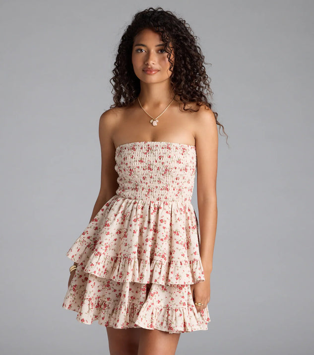 Step into milestone moments with the Flirty Fave Floral Ruffled Skater Dress, a standout in ivory dresses perfect for birdal showers, Easter celebrations, and 2025 grad looks.