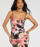 Make a bold statement in the Vacay Bound Tropical Floral Ruched Knit Maxi Dress in black, the perfect summer dress for weddings, cocktail hours, nights out, and/or seasonal celebrations.