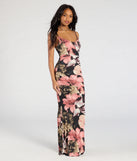 Make a bold statement in the Vacay Bound Tropical Floral Ruched Knit Maxi Dress in black, the perfect summer dress for weddings, cocktail hours, nights out, and/or seasonal celebrations.