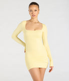 Make a bold statement in the Remarkable Allure Long Sleeve Mini Dress in yellow, the perfect spring dress for weddings, cocktail hours, nights out, and/or seasonal celebrations.