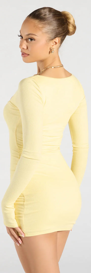 Whether you're headed to brunch or running errands, the Remarkable Allure Long Sleeve Mini Dress in yellow delivers effortless style in a breathable, go-to casual dress.
