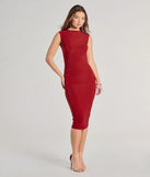 With its mid-calf hem and popular flattering fit, the Dinner Downtown Sleeveless Ruched Midi Dress in red nails the balance of trend and ease, redefining go-to midi dresses for any occasion.