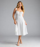 Shine with confidence, elegance, and standout style in the Spring Fling Corset Tie A-Line Midi Dress—a white graduation dress designed with a fresh silhouette and the latest trends.