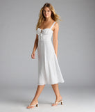 Shine with confidence, elegance, and standout style in the Spring Fling Corset Tie A-Line Midi Dress—a white graduation dress designed with a fresh silhouette and the latest trends.